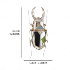 1PC Ccreative Rresin Mmaterial Gold Asilver Uunicorn Beetle Home Decoration Hhandicraft Wall Hanging with a Special Design Of Mmirror Inlaid Surface is a Good Collectible For Iinsect Eenthusiasts