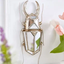 1PC Ccreative Rresin Mmaterial Gold Asilver Uunicorn Beetle Home Decoration Hhandicraft Wall Hanging with a Special Design Of Mmirror Inlaid Surface is a Good Collectible For Iinsect Eenthusiasts