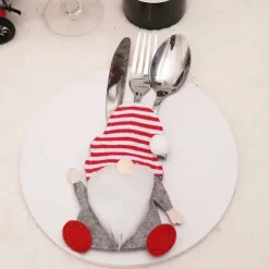 1pc Christmas Cutlery Holder Knife Fork Pocket Bags Xmas Tableware Cover Dinner Decorations for Home