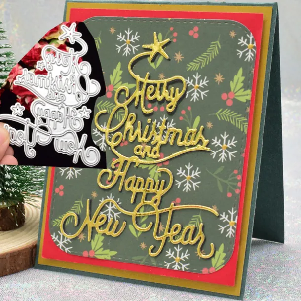 1pc Christmas Tree Happy New Year Cutting Dies Xmas Gift Paper Die Cutting Template