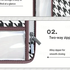 1pc Clothes Storage Bag, Houndstooth Pattern Foldable Fabric Storage Bag, Large Capacity Waterproof Moisture-proof Cotton Quilt Storage Bag, Home Organization And Storage