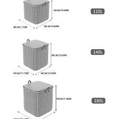 1pc Clothes Storage Bag, Houndstooth Pattern Foldable Fabric Storage Bag, Large Capacity Waterproof Moisture-proof Cotton Quilt Storage Bag, Home Organization And Storage