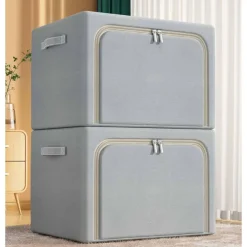 1pc Clothing And Quilt Storage Box, Oxford Cloth Foldable Storage Box With Visual Window, Large Capacity Storage Bin For Storing Comforter, Bedding, Blanket, Toys, Snacks, Sundries, Etc