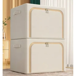 1pc Clothing And Quilt Storage Box, Oxford Cloth Foldable Storage Box With Visual Window, Large Capacity Storage Bin For Storing Comforter, Bedding, Blanket, Toys, Snacks, Sundries, Etc