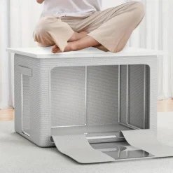 1pc Clothing And Quilt Storage Box, Oxford Cloth Foldable Storage Box With Visual Window, Large Capacity Storage Bin For Storing Comforter, Bedding, Blanket, Toys, Snacks, Sundries, Etc