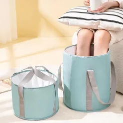 1pc Collapsible Foot Bath Basin For Soaking Feet, Portable Foot Bath Tub Bag With Handles, Washbasin For Traveling Camping