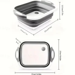 1pc Collapsible Multi-Functional Kitchen Dish Tub 1pc PE Collapsible Prep Board - 2.11gal Multi-Functional Foldable Kitchen Dish Tub for Camping Picnic BBQ Food Prep - Space Saving Washing and Drai