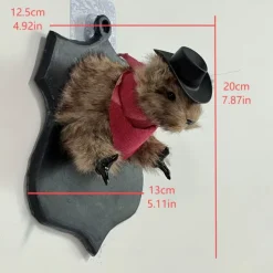 1pc Contemporary Cowboy Bandit Taxidermy Squirrel Wall Hanging Decor, Faux Hedgehog with Hat and Scarf, No Feather, No Power Needed