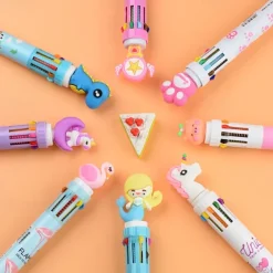 1pc Cute 10 Colors Transparent Shape Retractable Ball Pen Cute Animal Shuttle Pen Gift For Kids, Back to School Supplies