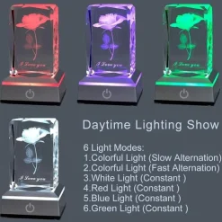 1pc 3D Rose Crystal Ball with LED Color Lamp, Romantic I Love You Roses Night Light, Thanksgiving Christmas Day, Mother's Day, Birthday Gifts for Girlfriend, Wife, Mother or Friendship, Valentines