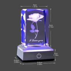 1pc 3D Rose Crystal Ball with LED Color Lamp, Romantic I Love You Roses Night Light, Thanksgiving Christmas Day, Mother's Day, Birthday Gifts for Girlfriend, Wife, Mother or Friendship, Valentines