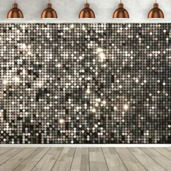 1pc- Disco Shiny Decoration Photography Background Cloth Baby Shower Birthday Wedding Singles Graduation Party banner