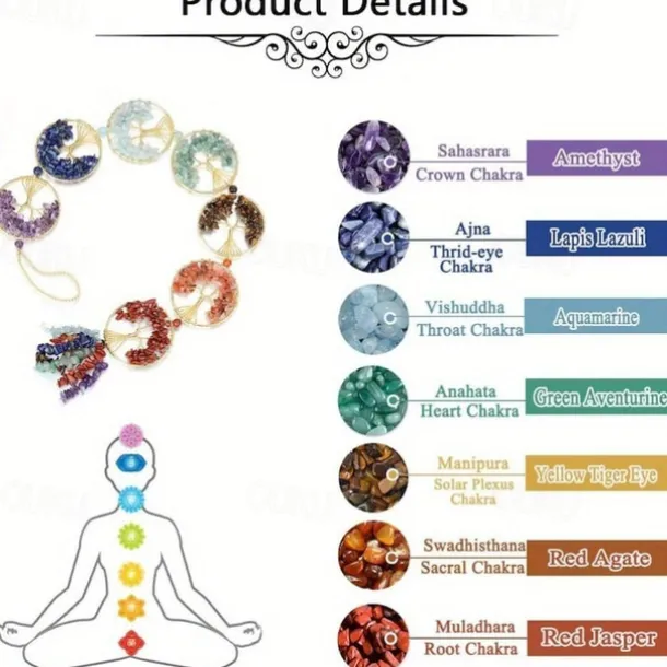 1pc Dream Catcher 7 Chakra Crystal Tree Of Life Wall Hanging Reiki Gemstone Dream Catchers Wall Hanger for Yoga Meditation Window Home Decor