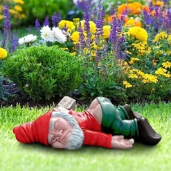 1pc Drunken Garden Gnome Statue, 5.91inch Resin Garden Gnome Crafts, Garden Decoration, Creative Garden Statue Decor, Weatherproof Funny Garden Gnome Ornament For Outdoor Indoor Yard Lawn Porch Decor