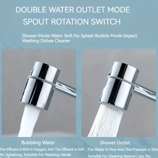 1pc Dual-Mode Rotating Faucet Connecter 360 Swivel, 2-Style Water Flow, Chrome Finish, Zinc Alloy, Easy Installation for Bathroom Sinks & Faucets, Classic Design, No Drinking Water Safe, Faucet for