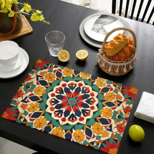 1PC Ethnic Pattern Placemat Table Mat 12x18 Inch Table Mats for Party Kitchen Dining Decoration