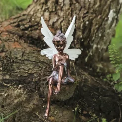 1pc Fairy Statue Garden Decoration Fairy Genie Statue Resin Crafts Flower Fairy Garden Decoration