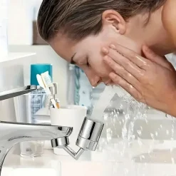 1pc Faucet Sprayer Attachment 720 Degree Rotating Faucet Aerator Accessories Adjustable Kitchen Sink Tap Head Water Saving Extend Nozzle For 0.87-0.94inch Faucet With Adapter