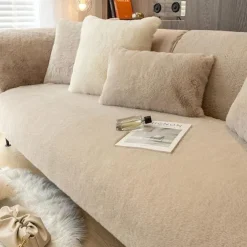 1pc Faux Rabbit Fur Couch Cover - Ultra-Soft and Luxurious Texture - Provides Cozy Warmth and Style - Protects Your Sofa from Spills, Stains, and Scratches - Easy to Install and Remove - Perfect for E