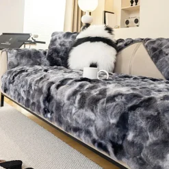 1pc Faux Rabbit Fur Couch Cover - Ultra-Soft and Luxurious Texture - Provides Cozy Warmth and Style - Protects Your Sofa from Spills, Stains, and Scratches - Easy to Install and Remove