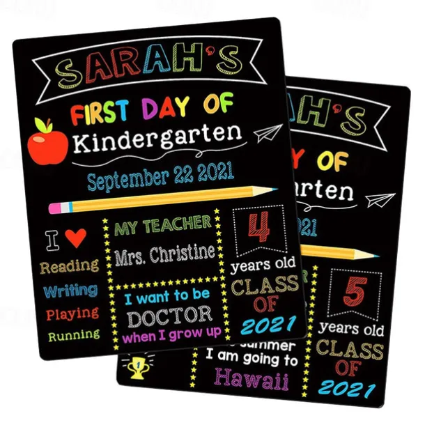 1pc First And Last Day Of School Chalkboard Sign 10''x12'' Double-Sided 1st Day Back To School Board Reusable Last Day Of School Sign For Girls Boys Of Preschool Kindergarten