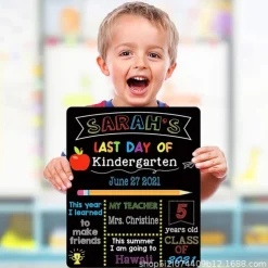 1pc First And Last Day Of School Chalkboard Sign 10''x12'' Double-Sided 1st Day Back To School Board Reusable Last Day Of School Sign For Girls Boys Of Preschool Kindergarten
