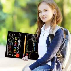 1pc First And Last Day Of School Chalkboard Sign 10''x12'' Double-Sided 1st Day Back To School Board Reusable Last Day Of School Sign For Girls Boys Of Preschool Kindergarten