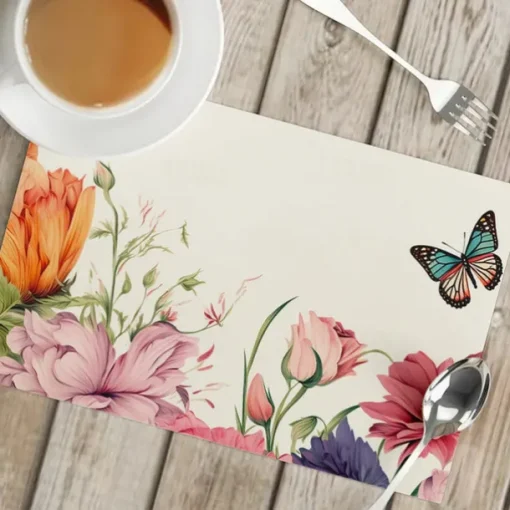 1PC Floral Placemat Table Mat 12x18 Inch Table Mats for Party Kitchen Dining Decoration