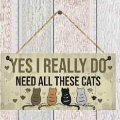 1pc, Funny Cats Signs Wooden Plaques With Sayings