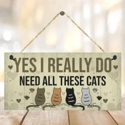 1pc, Funny Cats Signs Wooden Plaques With Sayings