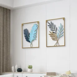 1pc Golden Leaf Metal Wall Art Outdoor Decor Rust Proof Wall Sculpture Ideal For Garden, Home, Farmhouse, Patio And Bedroom 30x43cm/11.8''x16.9''