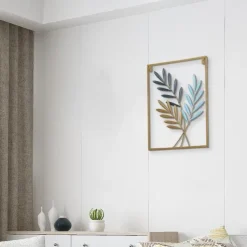 1pc Golden Leaf Metal Wall Art Outdoor Decor Rust Proof Wall Sculpture Ideal For Garden, Home, Farmhouse, Patio And Bedroom 30x43cm/11.8''x16.9''