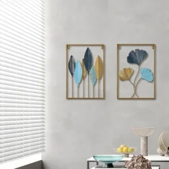 1pc Golden Leaf Metal Wall Art Outdoor Decor Rust Proof Wall Sculpture Ideal For Garden, Home, Farmhouse, Patio And Bedroom 30x43cm/11.8''x16.9''