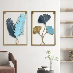 1pc Golden Leaf Metal Wall Art Outdoor Decor Rust Proof Wall Sculpture Ideal For Garden, Home, Farmhouse, Patio And Bedroom 30x43cm/11.8''x16.9''