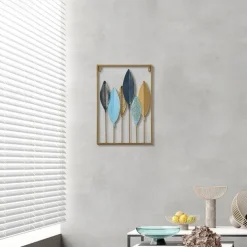 1pc Golden Leaf Metal Wall Art Outdoor Decor Rust Proof Wall Sculpture Ideal For Garden, Home, Farmhouse, Patio And Bedroom 30x43cm/11.8''x16.9''