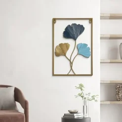 1pc Golden Leaf Metal Wall Art Outdoor Decor Rust Proof Wall Sculpture Ideal For Garden, Home, Farmhouse, Patio And Bedroom 30x43cm/11.8''x16.9''