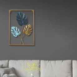1pc Golden Leaf Metal Wall Art Outdoor Decor Rust Proof Wall Sculpture Ideal For Garden, Home, Farmhouse, Patio And Bedroom 30x43cm/11.8''x16.9''