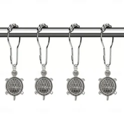1pc Golden Sea Turtle Shower Curtain Hooks With Ball Bearings, Turtle-shaped Curtain Tiebacks, Shower Curtain Hooks For Bathroom Accessories