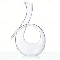 1pc, Handmade Crystal Red Wine Decanter - 46 Oz Lead-Free Glass Carafe and Purifier for Home Bar - Unique 6 Shaped Design - Perfect for Meetings and Special Occasions