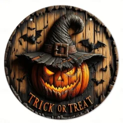 1pc Happy Halloween Quirky Black Cat Wreath Sign Round Decor For Home, Kitchen, Garden & Office