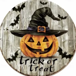 1pc Happy Halloween Quirky Black Cat Wreath Sign Round Decor For Home, Kitchen, Garden & Office