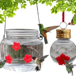 1pc, Hummingbird Feeder, With Flower Feeding Ports, Outdoor Hanging Yard Decoration, Clear Bulb Reservoir Design, Portable Hummingbird Feeders, Outdoor Garden Decorations