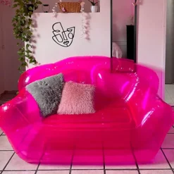 1pc Inflatable Sofa for 2 for Camping and Outdoor Relaxation - Portable Air Lounge with Pump, Foldable Camping Mattress Lunch Break Lounge Bench, Lightweight and Easy to Carry for Patio, Lawn or Backy