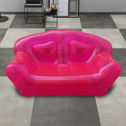 1pc Inflatable Sofa for 2 for Camping and Outdoor Relaxation - Portable Air Lounge with Pump, Foldable Camping Mattress Lunch Break Lounge Bench, Lightweight and Easy to Carry for Patio, Lawn or Backy