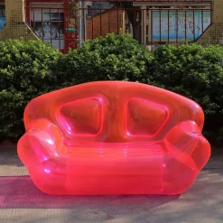 1pc Inflatable Sofa for 2 for Camping and Outdoor Relaxation - Portable Air Lounge with Pump, Foldable Camping Mattress Lunch Break Lounge Bench, Lightweight and Easy to Carry for Patio, Lawn or Backy