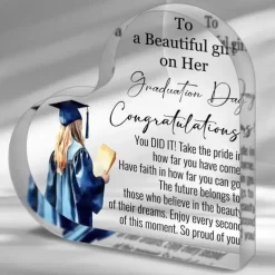 1pc Inspirational Graduation Gifts For Her Him 2025 High School College Masters Degree PHD Graduation Gifts For Students Laser Engraved Acrylic Keepsake Gifts For Graduating Daughter Son Sister
