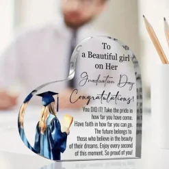 1pc Inspirational Graduation Gifts For Her Him 2025 High School College Masters Degree PHD Graduation Gifts For Students Laser Engraved Acrylic Keepsake Gifts For Graduating Daughter Son Sister