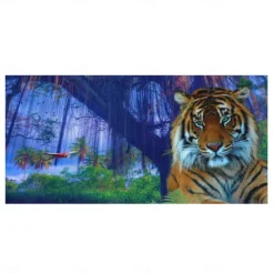 1PC Large Thick Bath Shower Towels 3D White Tiger Design Cotton Beach Towel for Women Men Travel Swimming Yoga Blanket