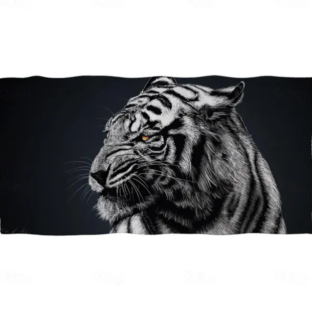 1PC Large Thick Bath Shower Towels 3D White Tiger Design Cotton Beach Towel for Women Men Travel Swimming Yoga Blanket