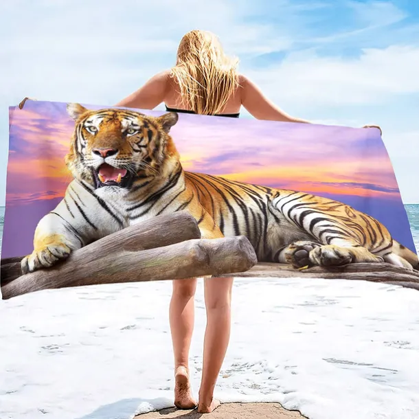 1PC Large Thick Bath Shower Towels 3D White Tiger Design Cotton Beach Towel for Women Men Travel Swimming Yoga Blanket